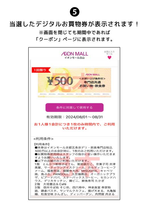 抽選参加方法の流れ⑤